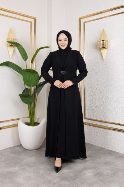 Kemerli Siyah Pardesü Abaya