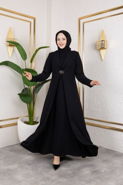 Kemerli Siyah Pardesü Abaya