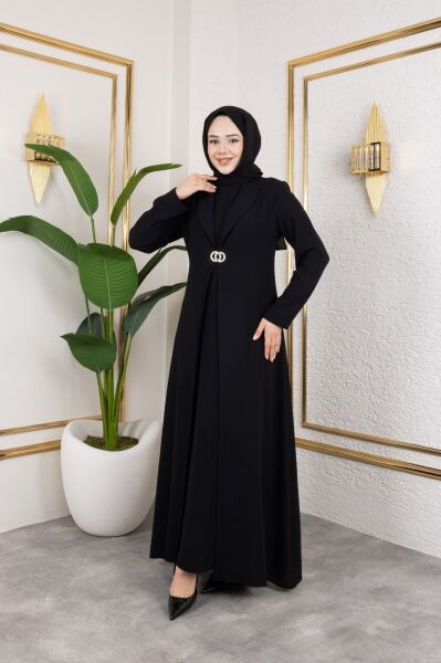Kemerli Siyah Pardesü Abaya