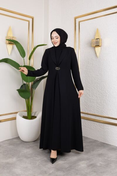 Kemerli Siyah Pardesü Abaya