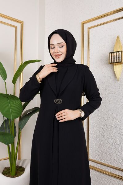 Kemerli Siyah Pardesü Abaya
