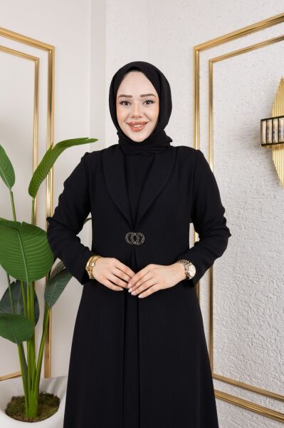 Kemerli Siyah Pardesü Abaya