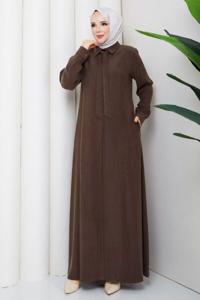 Zümra Kahve: Tensel Ferace Yakalı ve Bağcıklı Model