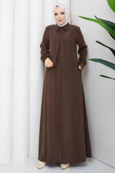 Zümra Kahve: Tensel Ferace Yakalı ve Bağcıklı Model