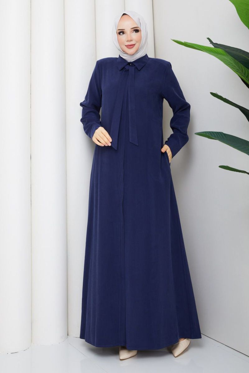 Zümra Lacivert: Tensel Ferace Yakalı ve Bağcıklı Model