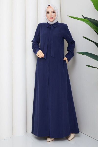 Zümra Lacivert: Tensel Ferace Yakalı ve Bağcıklı Model
