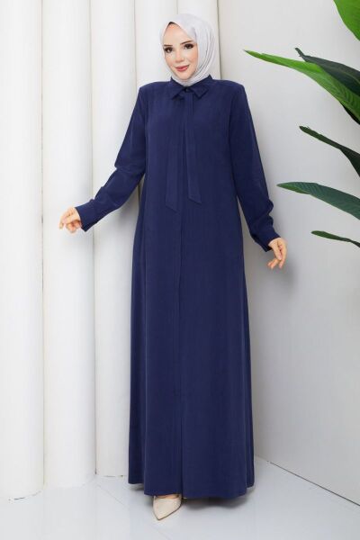 Zümra Lacivert: Tensel Ferace Yakalı ve Bağcıklı Model