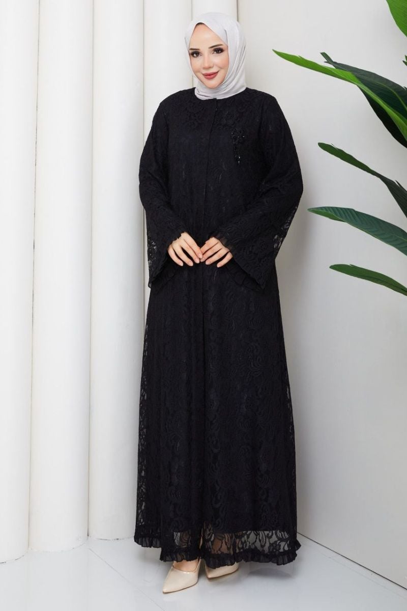 Lavin Siyah Dantel Ferace - Özel Tasarım