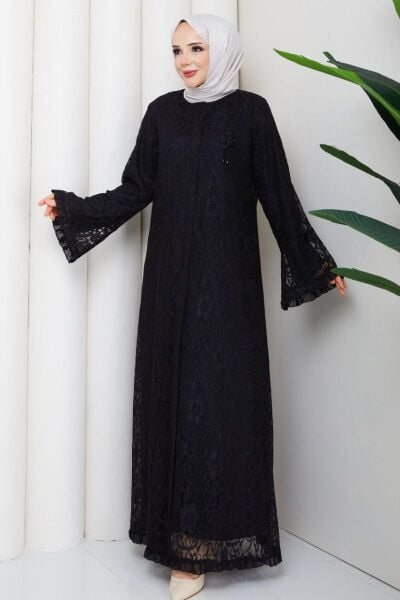 Lavin Siyah Dantel Ferace - Özel Tasarım