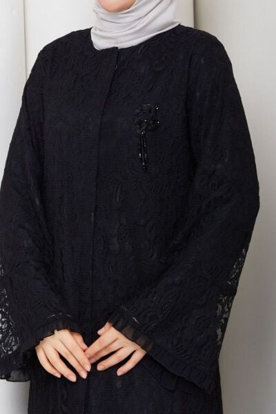 Lavin Siyah Dantel Ferace - Özel Tasarım