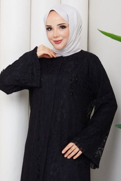 Lavin Siyah Dantel Ferace - Özel Tasarım