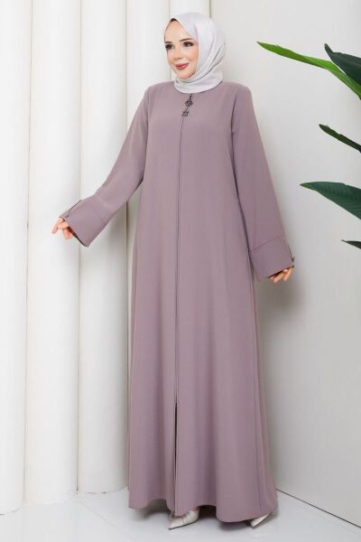 Lidya Gülkurusu Buhara Ferace - Taşlı ve Fermuar Detaylı