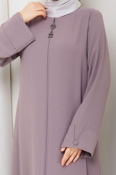 Lidya Gülkurusu Buhara Ferace - Taşlı ve Fermuar Detaylı