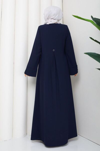 Lidya Lacivert Buhara Ferace - Taşlı ve Fermuarlı