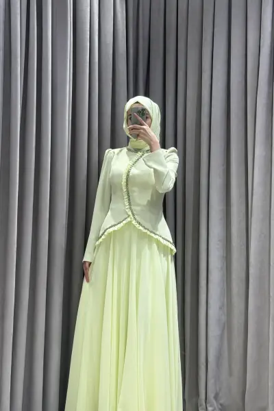 Lesse Soft Fıstık Yeşili Abiye