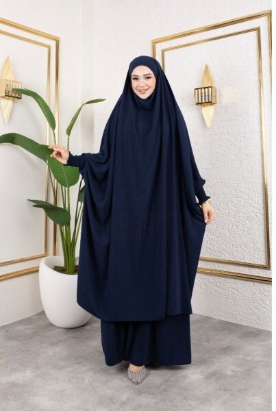 Lacivert Medine İpeği Tesettür Çarşaf
