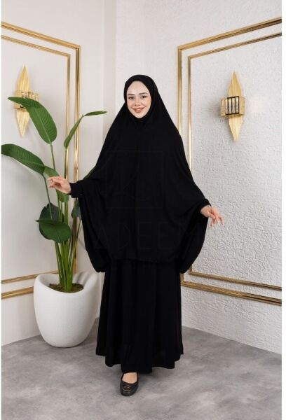 Siyah Süper Soft Krep İğneli Tesettür Çarşaf