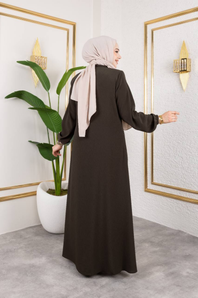 Kahverengi Ferace - Bürümcük Tesettür