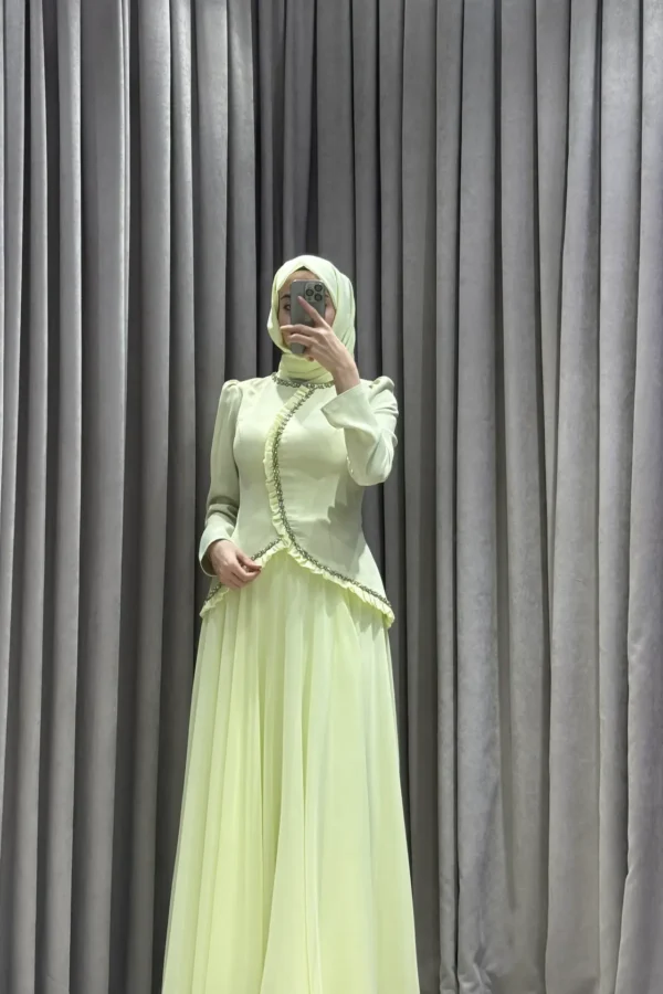 Lesse Soft Fıstık Yeşili Abiye