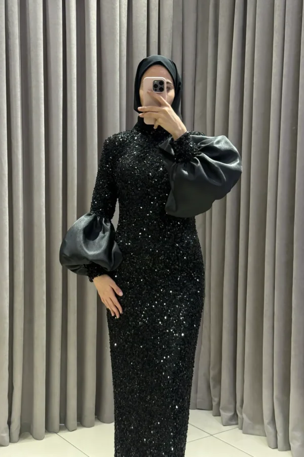 Velour Siyah Abiye