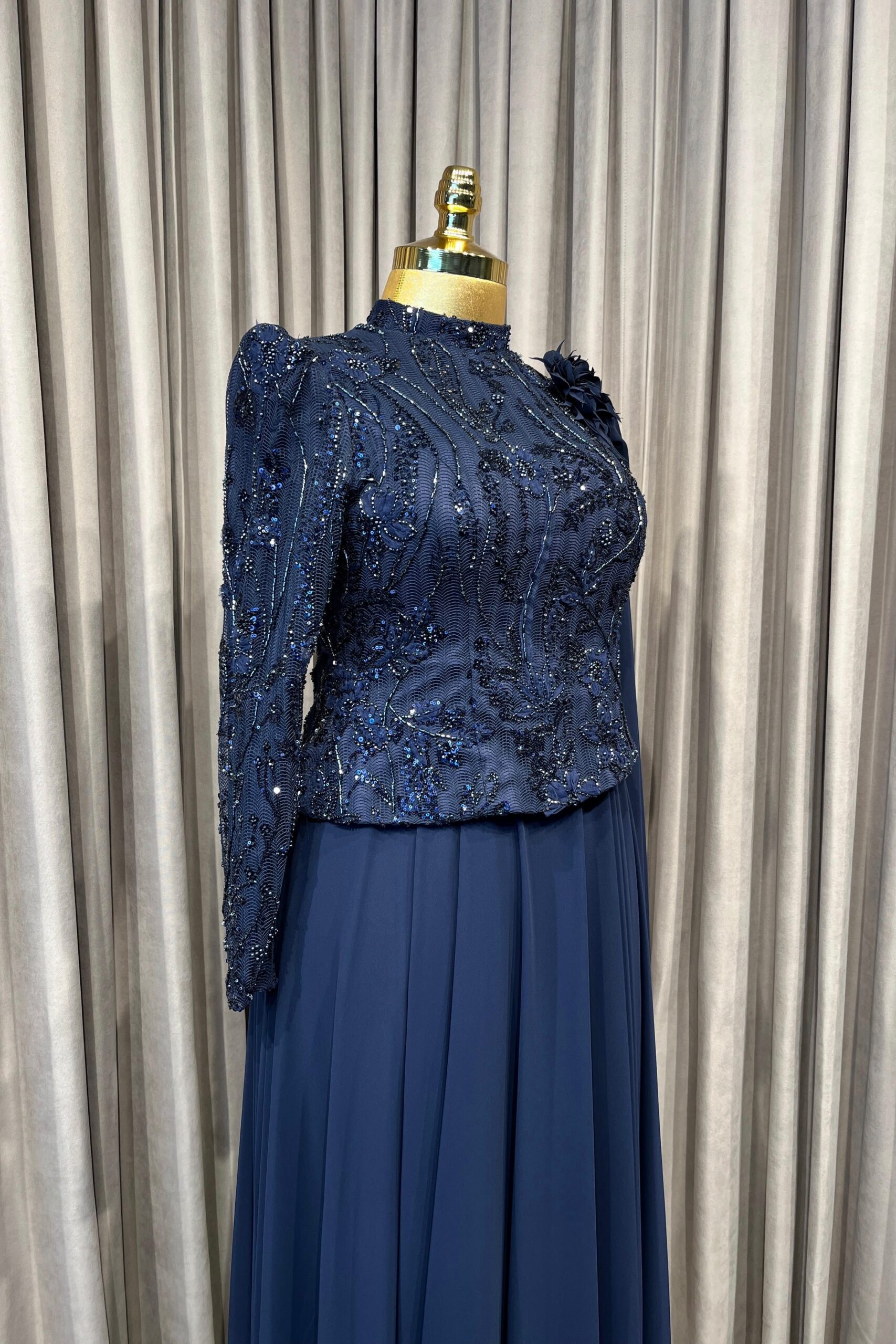 Ophelia Lacivert Abiye - Görsel 2